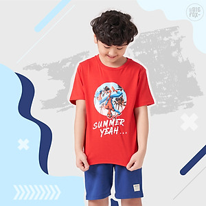 Đồ bộ bé trai cộc tay BIGFOX - MISS MEOW size đại chất cotton phong cách Âu Mỹ in Siêu nhân 11 - 40 kg QATE