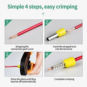 Kìm bấm cos vuông HSC8 6-4A tự điều chỉnh kèm 1200 đầu cos đủ loại cos ống tròn cos pin