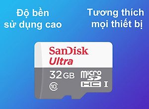 Thẻ Nhớ MicroSD SanDisk Ultra 32GB 100MB/s - Hàng Chính Hãng