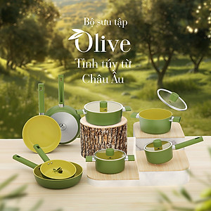 Chảo phủ sứ cao cấp Elmich Olive EL-5965OV nhiều size, Hàng chính hãng, dùng được mọi bếp - JoyMall