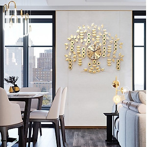 Đồng Hồ Trang Trí Treo Tường Nghệ Thuật Cao Cấp Shouse A23 hiện đại 3D kích cỡ lớn đẹp kim trôi treo phòng khách