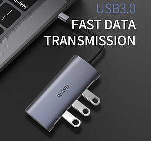 Hub sạc nhanh đa năng 7 in 1 chia cổng Type-C hiệu WIWU ALPHA A731HP thành cổng Type-C PD 3.0, 3 cổng USB 3.0, SD & Micro SD, cổng HDMI chuẩn 4k cho Macbook Pro / Smartphone đạt chứng nhận MFI - Hàng nhập khẩu