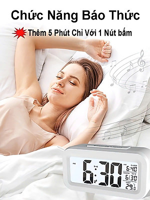 Đồng hồ báo thức điện tử để bàn màn hình đa chức năng thời gian, lịch, báo thức, nhiệt độ - Giao Màu Ngẫu Nhiên