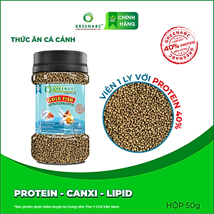 Thức ăn GoldFish GREENABC – Cá 3 đuôi – Cá vàng– Hàm lượng protein 40% giúp thúc đẩy hình thành đầu, lên màu đẹp, dáng đẹp – Hộp 50g