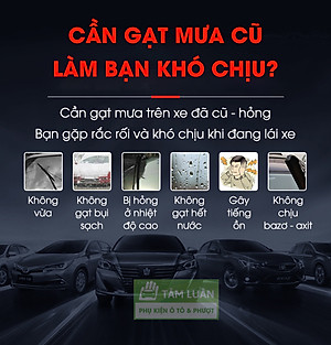 Gạt mưa ô tô silicon Tâm Luân, KHÔNG XƯƠNG - Thân mềm, gạt sạch - không tiếng ồn - độ bền cao - không bị oxi hoá, độ bền lên đến 10 năm