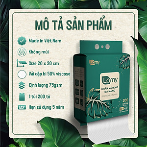 Khăn vải khô đa năng LAMY dạng túi rút 200 tờ không mùi không cồn không paraben