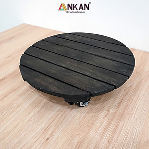 Đế Lót Chậu Cây Có Bánh Xe Cao Cấp ANKAN, Tròn Màu Xám Đen R35cm, Tải trọng 150 Kg, Di Chuyển Chậu Cây Êm Ái, Không Ồn