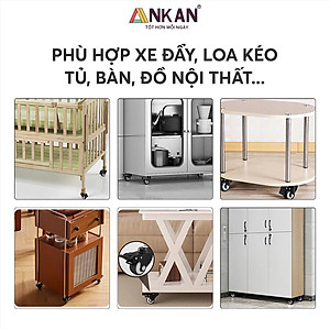 Bánh Xe Đẩy Hàng Có Bạc Đạn Và Khóa ANKAN, Bánh Xe Nhựa PVC Mini 40mm