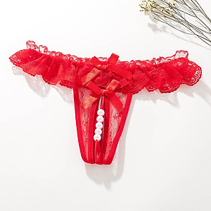 Combo 2 Quần Lót Lọt Khe Phối Ren Hở Đáy Đính Hạt Ngọc Trai Gợi Cảm Cho Nữ (màu ngẫu nhiên) LYEQ059