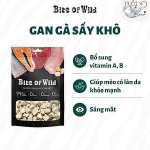 Thức ăn cho mèo Bite Of Wild Cỏ Mèo, Gan Gà, Trứng Gà, Thịt Tươi Sấy Khô Không Chất Bảo Quản