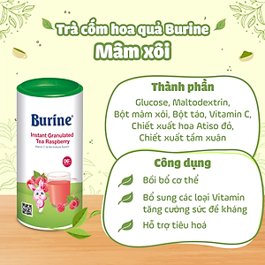 Trà cốm hoa quả Burine dinh dưỡng dành cho bé - Vị Mâm Xôi giúp hỗ trợ tiêu hoá, tăng cường đề kháng (Không dành cho trẻ dưới 6 tháng tuổi)