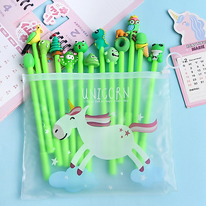 Combo 10 bút bi hình cute dễ thương xanh lá