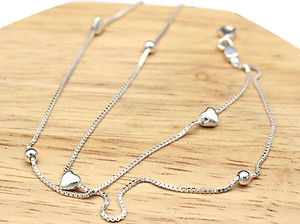 Lắc Chân Nữ Bạc Ý Bạc Hiểu Minh LC147 Trái Tim