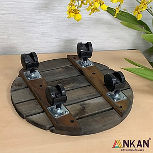 Đế Lót Chậu Cây Có Bánh Xe Thương Hiệu ANKAN, Kệ Để Chậu Cây Cảnh, Có Bánh Xe, Mặt Tròn Bằng Gỗ Tràm, Màu Đen Đường Kính 30 Cm, Tải Trọng 60kg, Thích Hợp Để Đặt Chậu Cây Trong Nhà, Ngoài Trời, Tiện Lợi Di Chuyển