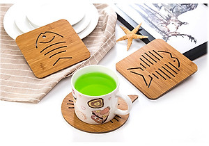 Combo 5 đế lót nồi chịu nhiệt bằng gỗ PaKaSa - Họa tiết giao ngẫu nhiên