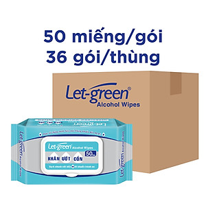 Thùng 36 Bao Khăn Ướt Cồn Let-green 50 Miếng/Bao
