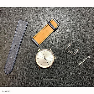 Dây Da Đồng Hồ Cổ Điển, 100% Da Bò Thật, Kiểu Dáng Phẳng Mỏng, Mặt Lót Chống Thấm Mồ Hôi, Tích Hợp Lớp Gia Cố Chống Giãn Đặc Biệt, Phụ Kiện Khóa và Chốt Bằng Thép Không Gỉ 316L - Hàng Chính Hãng SAIGIO