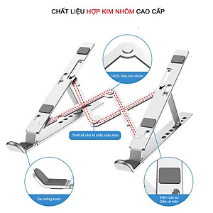 Giá Đỡ Laptop Hợp Kim Nhôm Cao Cấp Có Thể Gấp Gọn - Đế Tản Nhiệt Laptop - Macbook, Máy Tính Xách Tay - 07 Vị Trí Điều Chỉnh Góc Độ - Hàng Chính Hãng - VinBuy