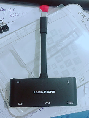 Hub Type-C ra Usb 3.0+Hdmi+Vga+Audio 5 in 1 KingMaster - hàng nhập khẩu