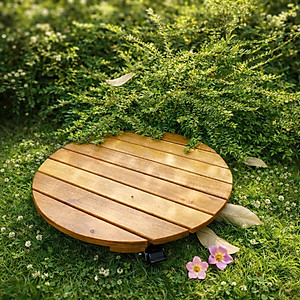 Đế Lót Để Chậu Cây Có Bánh Xe ANKAN 40cm Làm Giá Đỡ Kệ Hoa Cây Cảnh, Màu Vàng Nắng, Chịu Tải 120Kg