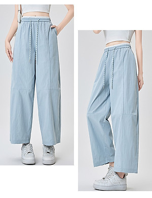 Quần ống rộng nữ, chất liệu Lụa gió cao cấp, mềm mịn, mát mẻ, Quần dài nữ form rộng thoải mái form 40-62 kg