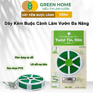 Dây Buộc Cành GreenHome, Dài 50m, Kẽm Bọc Nhựa, Tích Hợp Đầu Cắt Tiện Lợi, Cố Định Thân Cây, Làm Giàn Leo