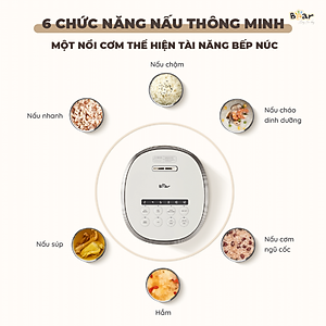 Nồi Cơm Cao Tần, Nồi Cơm Điện Thông Minh Đa Năng BEAR SB-NC30A Nấu Cơm Cực Ngon Dung Tích 3 Lít Công Suất 600 W - Hàng Chính Hãng