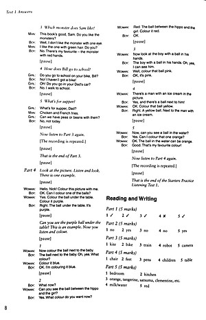 Cambridge Young Learners English Tests Second edition Starters 3 Answer Booklet
