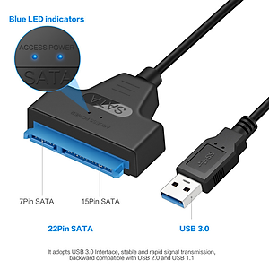Cáp Chuyển Đổi Kết Nối Ổ Cứng HDD Từ USB 3.0 Sang Sata 22 Pin 2.5 Inch, Hàng nhập khẩu