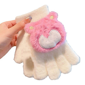 Mới găng tay lông xù kiểu hoạt hình gấu dâu tây và siêu nhân nhện đáng yêu cho bé