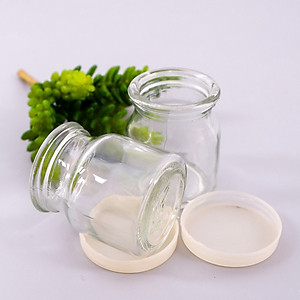 Bộ 12 Hũ Thủy Tinh Sọc Làm Sữa Chua 100ml, Hũ Lọ Yaourt, Lọ Pudding, Hủ Làm Sữa Chua, Caramen- Có Nắp Đậy- Hàng Chính Hãng MINIIN