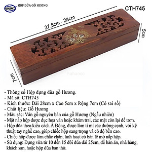 Hộp đựng đũa gỗ hương đỏ - đục khắc tinh tế (CTH745) Sang trọng - Đựng đũa sang trọng làm quà tặng