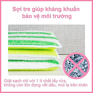 Miếng rửa chén đa năng sợi tre MyJae, miếng rửa chén chống xước 2 mặt, siêu bền đánh bay dầu bẩn