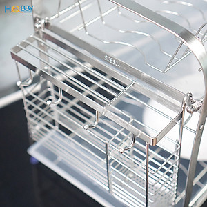 Kệ chén đa năng 2 tầng inox 304 mẫu lớn Hobby Home Decor KC2M