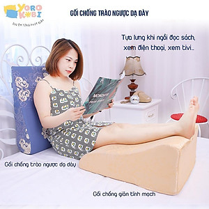 Gối chống trào ngược dạ dày Yorokobi cao 16cm-Gối thông minh 2 trong 1, chống lún, thư giãn vai gáy