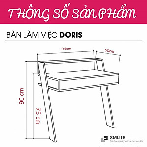 Bàn Học Bằng Gỗ Kích Thước Nhỏ Gọn SMLIFE Doris
