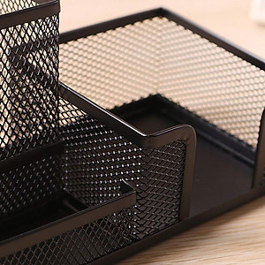 Hộp đựng bút, khay bút 4 NGĂN để bàn kim loại đa năng - màu đen Legaxi