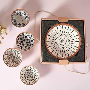 Bộ bát đĩa gốm sứ phong cách Nhật Bản họa tiết trang nhã 11 món kèm hộp - Bộ chén bát decor siêu xinh