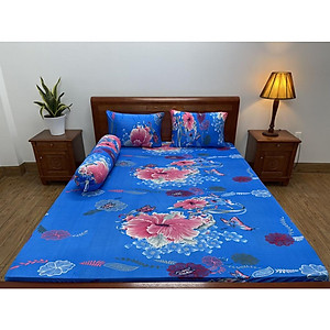 Bộ ga giường,drap trải giường,ga bo chun  thun lạnh Hàn Quốc 4 món (1 ga +2 áo gối nằm+1 áo ôm) size nệm 5-20cm