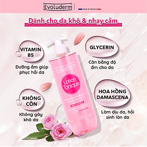 Nước hoa hồng dưỡng ẩm và làm sạch cho da nhạy cảm Evoluderm Lotion Tonique 500ml