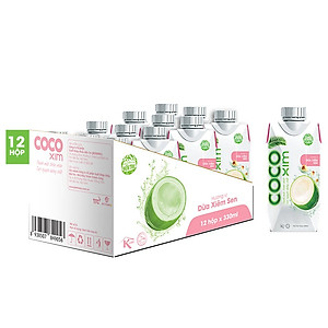 Thùng 12 Hộp Nước Dừa Cocoxim Sen (330ml x12 Hộp)