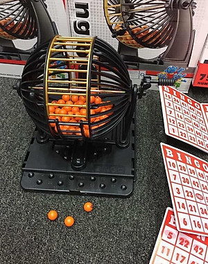 Bộ Lồng Quay Lô Tô Bingo 90 Số LOẠI LỚN ( TẶNG MÓC KHÓA GỖ)