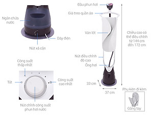 Bàn Ủi Hơi Nước Đứng Philips GC558 - Trắng Tím - Hàng nhập khẩu