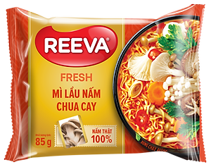 Thùng 30 Gói Mì Reeva Lẩu Nấm Chua Cay 85G