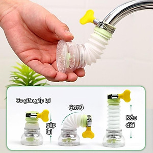 Vòi Lọc Nước Ra Bát Tăng Áp Xoay 360 Có Thể Kéo Dài Chống Bắn Nước Giao Màu Ngẫu Nhiên