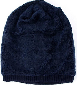 Nón len, mũ len trùm đầu gân ngang A016