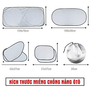 Bộ 6 tấm bạc che nắng phản quang ô tô, Bạt che nắng ô tô gấp gọn tiện lợi, ngăn tia UV nhập thái lan familydecor