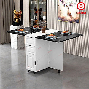 [ Kèm hình thực tế - Miễn phí giao hàng và lắp đặt tại TP.HCM] Bàn ăn thông minh xếp gọn Ohaha có bánh xe - BA026