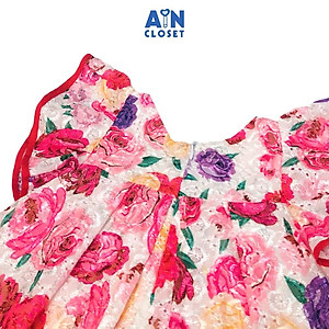 Đầm bé gái họa tiết Hoa hồng nơ đỏ voan thêu - AICDBGXPDSMA - AIN Closet