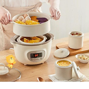 Nồi Nấu Cháo Chưng Yến Tiềm Thuốc Bắc Bear DDZ-A08T8 - Bản Tiếng Anh Có Kèm Khay Hấp Dung Tích 0.8 Lít Công Suất 200 W - Hàng Chính Hãng